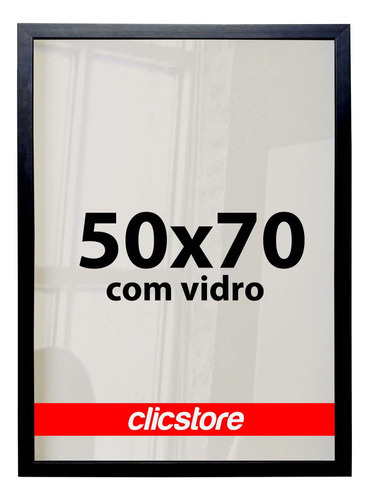 Moldura 50x70 Com Vidro Foto Madeira Poster Quadro Retrato Cor Preto