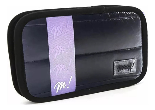 Cartuchera Muaa Puffer Metalizada Diseño Compacto Moderno Color Negro Lisa
