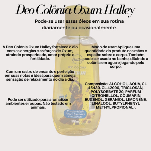 Kit Com 3 Deo-colônia Orixá Oxum Halley Original 100ml