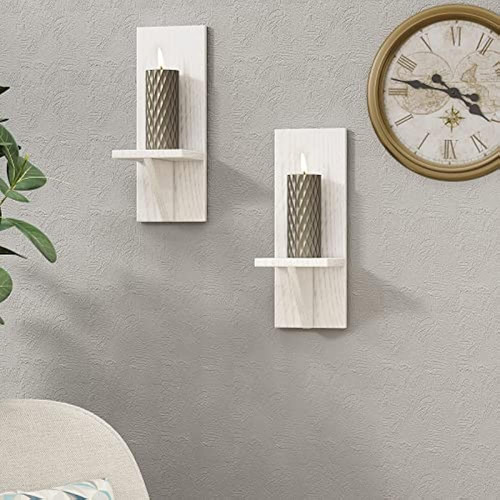 Welland Soporte De Vela Blanco De Montaje En Pared Portamace