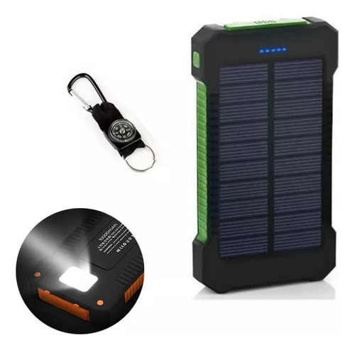 Banco De Energía Solar Impermeable 20000mah 2 Puertos Usb