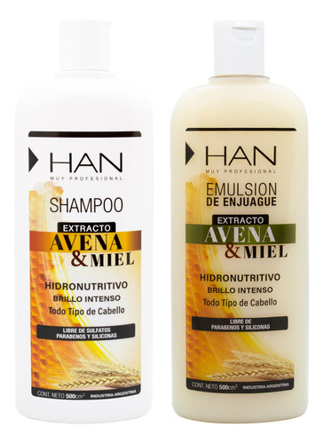 Han Kit Avena Miel Shampoo + Acondicionador Reparador 500ml