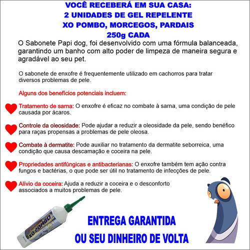 Gel Repelente Xo Pombo, Morcegos, Pardais - 2 Unidades