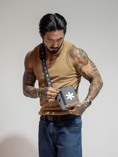 Bolsa Pochet Necessaire Shoulderbag Maktub Flow Troca Alças Cor Cinza Desenho Do Tecido Liso