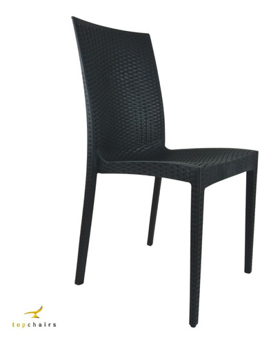 Cadeira Rattan Plástica Jardim Preto Reforçada Top Chairs 