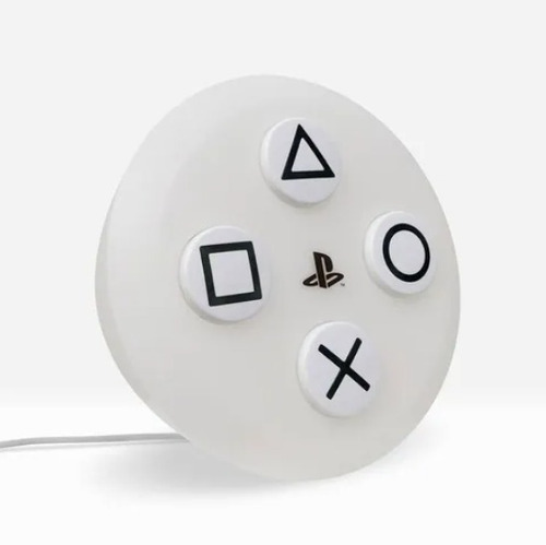 Luminária Abajur Mesa Gamer Botão Playstation Ps5 Licenciada Cor da cúpula Branco Cor da estrutura Branco