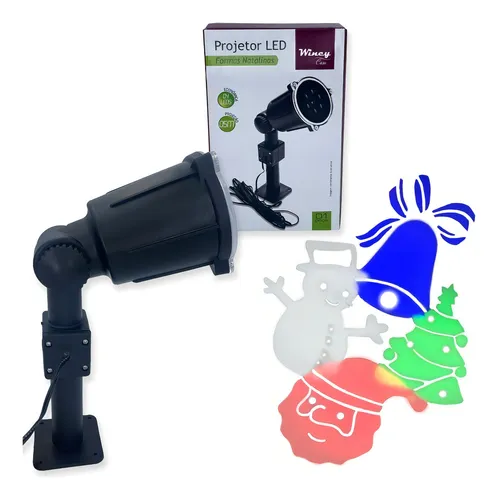 comprar Projetor Natal Led Natalino Desenhos LaserJardim Espeto Luz Cor da carcaça Preto Cor da luz RGB Wincy Natal