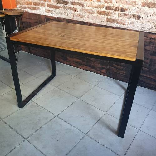 Imagen 3 de 4 de Mesa Comedor Industrial Madera Hierro Rustico 120x80 Cubo