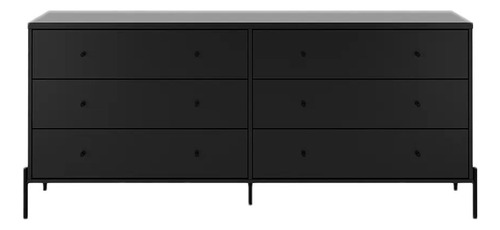 Cômoda 6 Gavetas Jasper 182 Cm - Preto Fosco