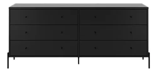 Cômoda 6 Gavetas Jasper 182 Cm - Preto Fosco | Parcelamento sem juros