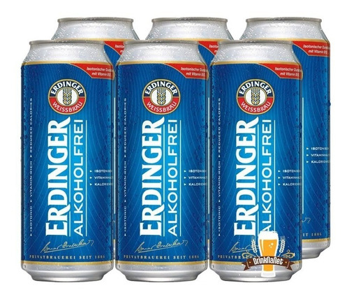 Kit 6 Cerveja Erdinger Alkoholfrei Sem Álcool - 500ml - Lata