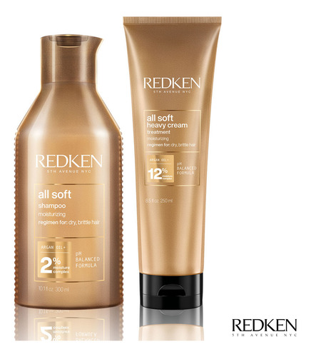 Kit Redken All Soft Shampoo 300ml E Máscara 200ml Hidrtação