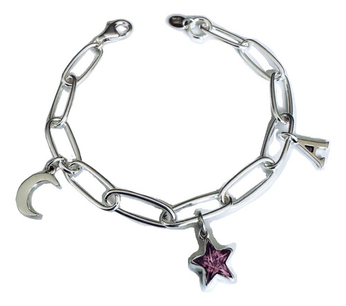 Pulsera Con 3 Dijes De Plata 925 Agálea Mujer 