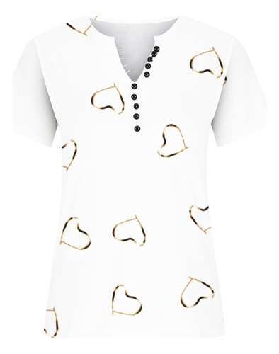 Blusas Estampadas Con Botones Y Cuello Corto Con Botones Par
