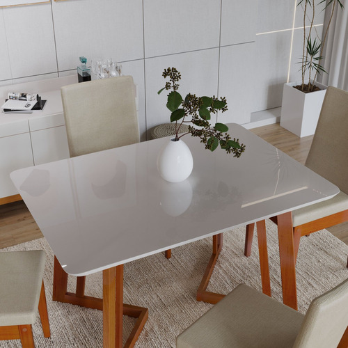 Conjunto Mesa De Jantar 4 Lugares Madeira Mesa Cf