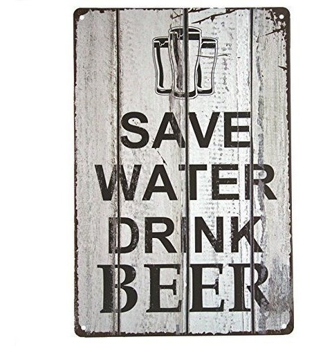 Dlsave Agua Bebida Cerveza Cartel De Chapa Bar Pub Decoracio