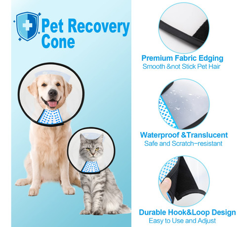 Supet Dog Cone Ajustable Pet Cone Pet Recovery Collar Cómod