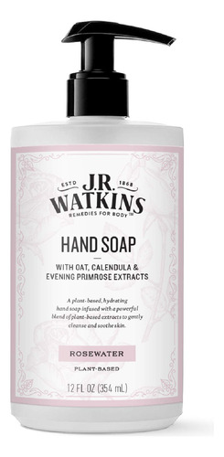 J. R. Watkins Jabn De Manos De Gel Hidratante, Agua De Rosa,