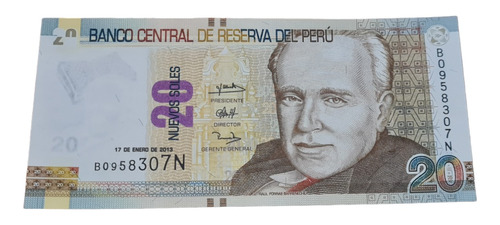 Billetes Mundiales : Perú 20 Nuevos Soles Año 2013