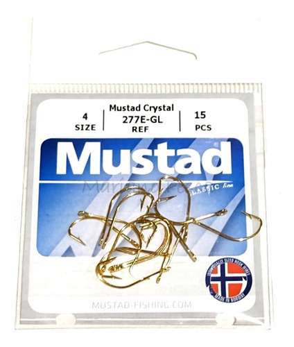 Anzuelos Mustad 277 E Gl (gold) N°4. 15 Unidades Pejerrey 