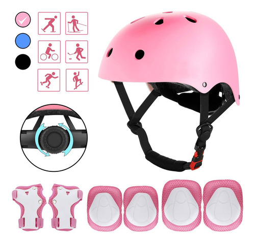 7 Kits Casco Protección Con Rodilleras Codilleras Muñequeras