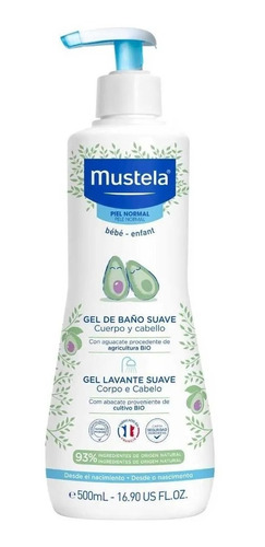 Gel de ducha Mustela Baby Gentle para cuerpo y cabello, 750 ml