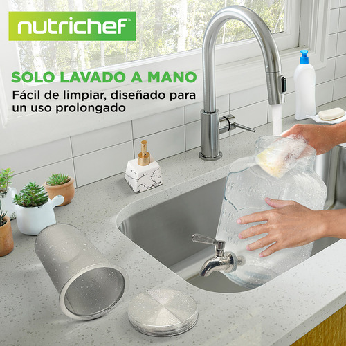 Cafetera para Cold Brew Café Frío de 3.8L NutriChef NCCOFF87 Frasco de Vidrio con Grifo de Acero Inoxidable y Filtro Reutilizable Antigoteo y Fácil de Limpiar