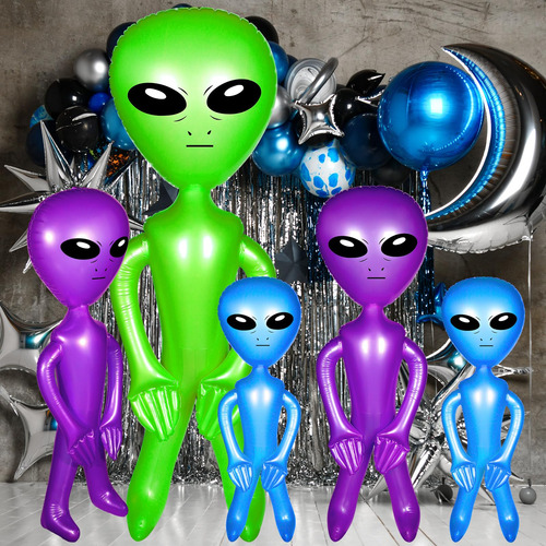 Pack De Aliens De Colores Inflables Para Fiesta De Halloween