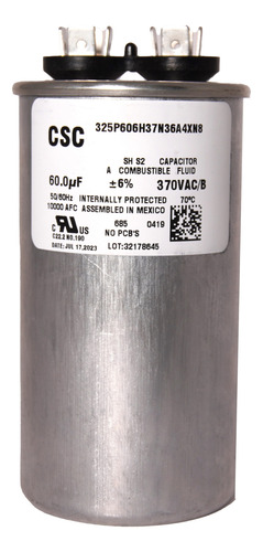 Capacitor De Trabajo Csc 60uf 370v