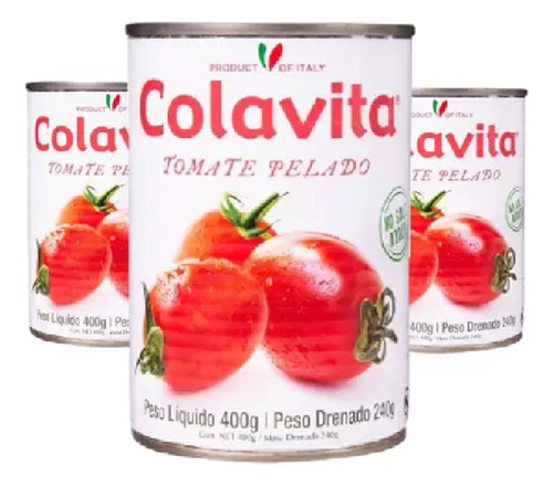 Tomate Pelado Italiano Colavita 400g (3 Unidades) Kit