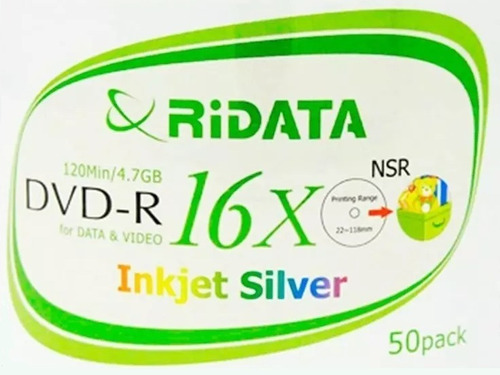 Dvd Virgen Base Blanca Printable Ridata 4.7 Gb / 120min 16x 