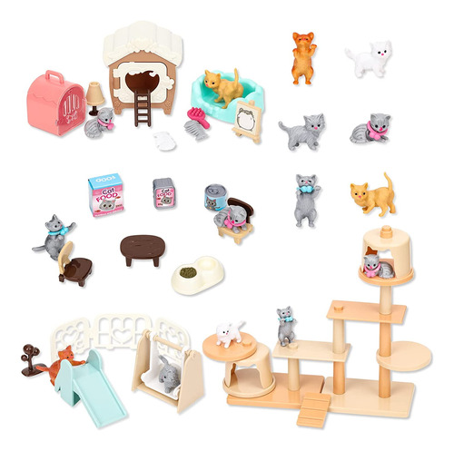 Pet Pretend Play Toys,43 Pcs Cat Figures Playset Toy,gift Fo