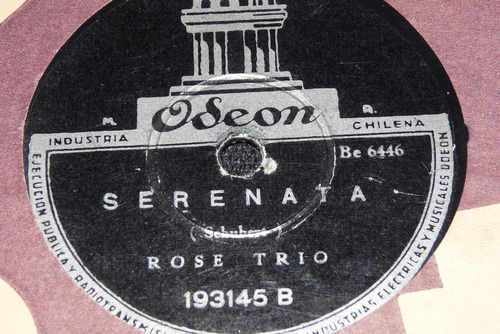 Jch - Rose Trio Serenata / Momento Musical 78 Rpm Lp Vinilo