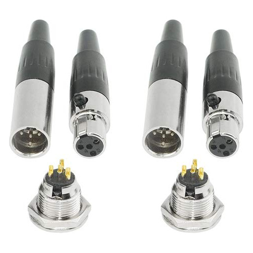 4 Repuesto 2 Par Mini Microfono Pin Dama Conector Cobre Xlr