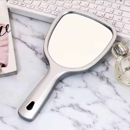 Espejo De Mano Con Mango Maquillaje Peluqueria Dos Caras Gris