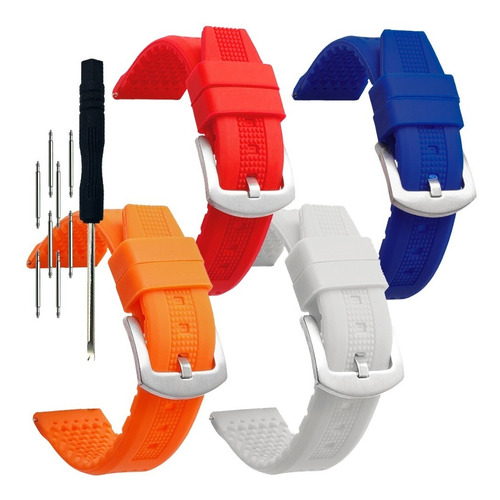 4 Correas De Silicon Race En 18mm 20mm 22mm 24mm Smart Watch