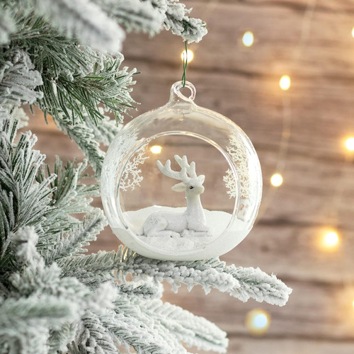 Divinas Esferas De Navidad Blancas Grandes Vidrio Transparen