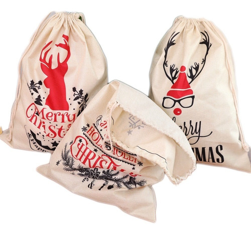 3 Bolsa Navidad Santa Sacos Regalo Arpillera Personalizada