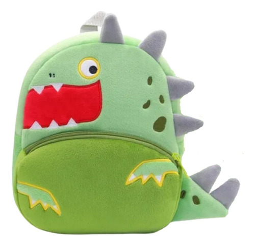 Mochila Preescolar De Felpa Animalitos Color Dinosaurio Diseño De La Tela Lisa