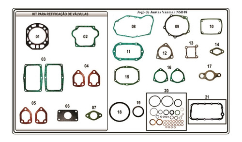 Jogo Junta Motor Yanmar Ns18 Nsb18 Bm18 Com Junta Cabeçote