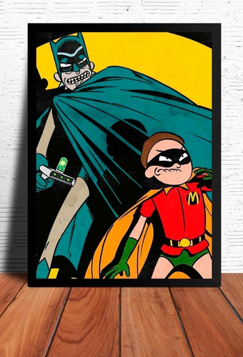 Poster Rick Y Morty Batman Robin Marco Negro 33x48cm Fan Art