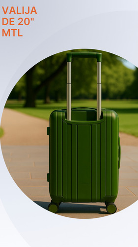 Valija Carry On 20 Pulgadas Mtl Abs Rígida Color Verde Militar Ruedas Dobles 360° Liviana Resistente Equipaje De Mano Diseño Moderno Candado Tsa Organización Eficiente Viajes Negocios Placer Reforzada