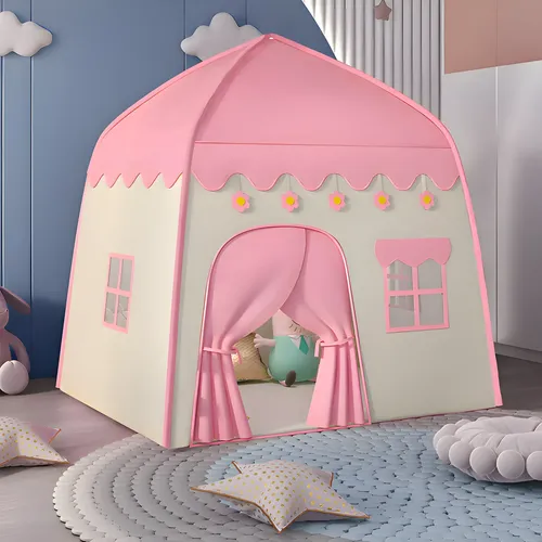 Barraca Infantil Casinha Com Luzes Led Branco E Rosa