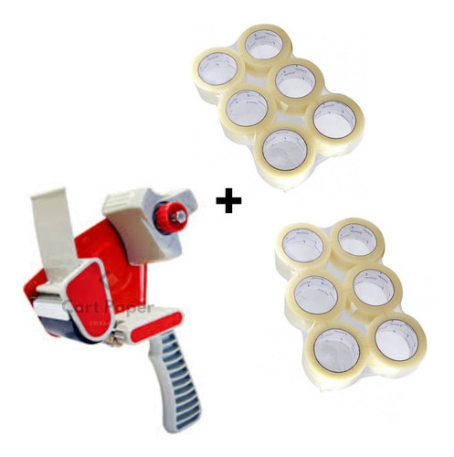 Imagen 1 de 4 de Dispensador Cinta De Embalaje + 12 Cintas / Cart Paper