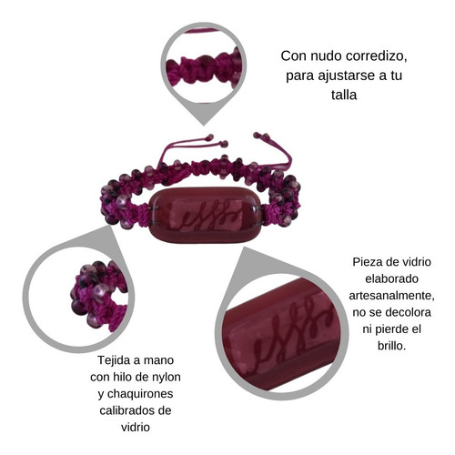 Imagen 2 de 8 de Pulsera Tejida Chaquiron Morado Liz