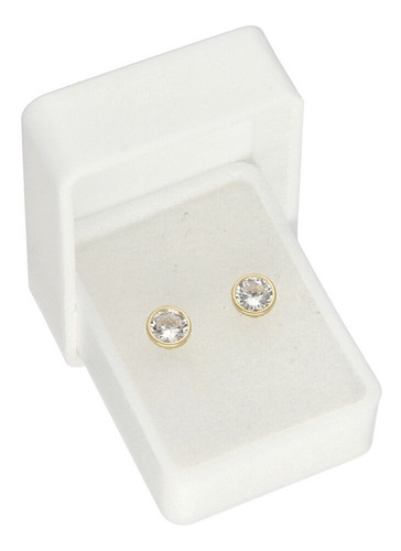 Imagen 2 de 7 de Broquel Redondo De Oro Sólido 10k, Con Zirconia. Para Regalo