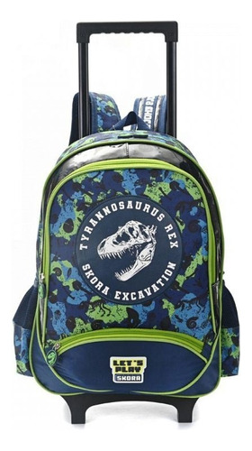 Mochila C/carro 18 Pulgadas - Modax Play Sport Llavero Dino