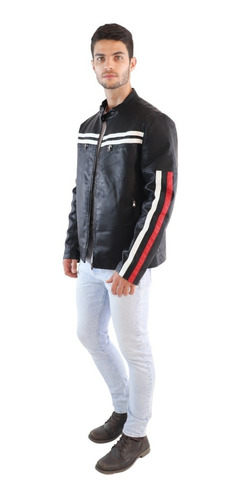 Imagen 4 de 7 de Chamarra Vini Piel Biker Moderna Roosevelt Kevin Premium 07