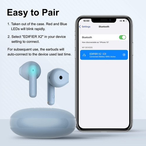 Auriculares Bluetooth De Edificador X2 X2 Con Micrófono, Aur