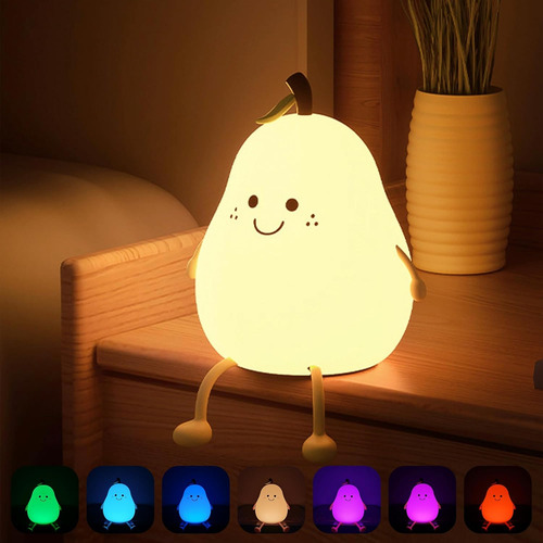 Luz Nocturna De Pera Para Niños - Lámpara De Silicona Para M